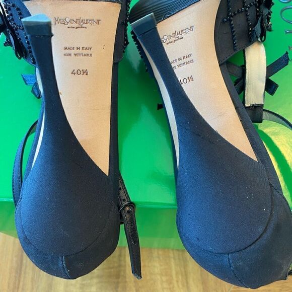 Yves St. Laurent -YSL- Black beaded evening heel. Brand New - size 10.5 - Picture 11 of 15
